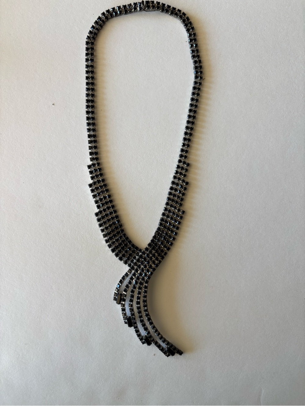 Black Crystal Fringe Necklace - Women Jewelry